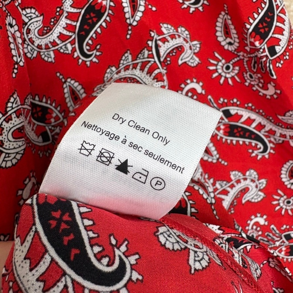 Veronica Beard Silk Blouse‎ Size 8 Red Abbie Paisley Top - Picture 10 of 10